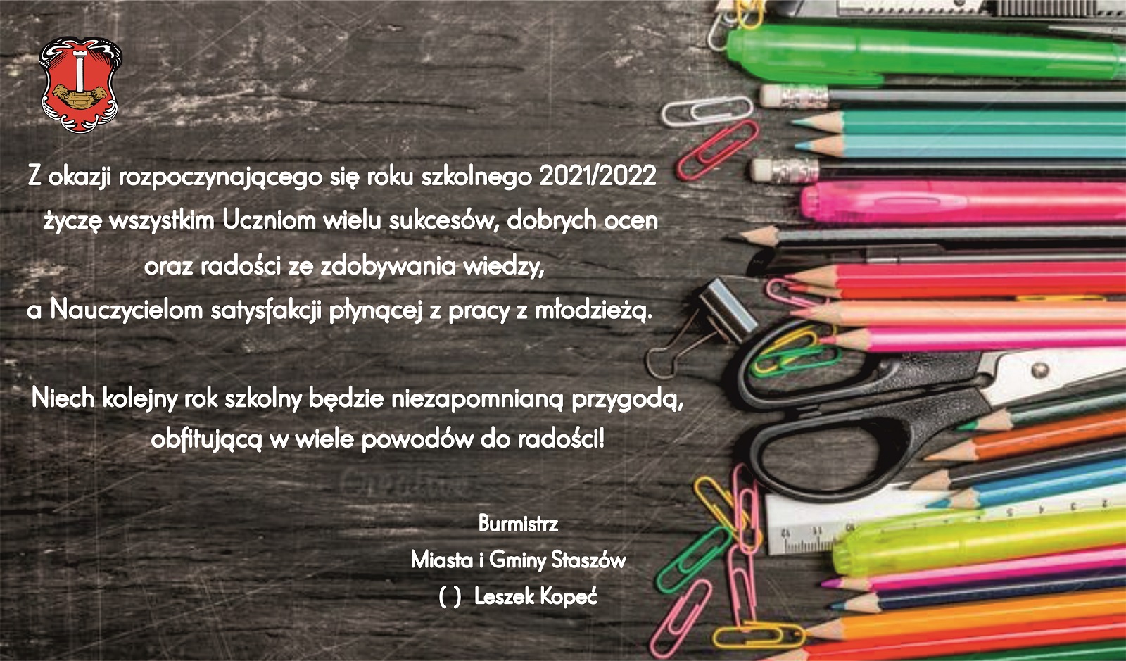 Życzenia z okazji rozpoczęcia nowego roku szkolnego 2021/22